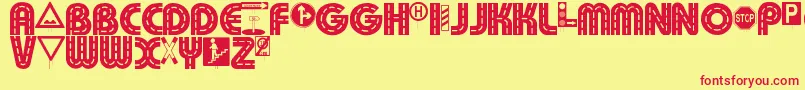 Schilderwald alt Font – Red Fonts on Yellow Background