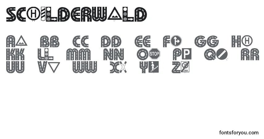 Czcionka Schilderwald (139739) – alfabet, cyfry, specjalne znaki