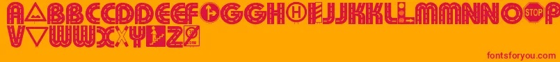 Schilderwald Font – Red Fonts on Orange Background