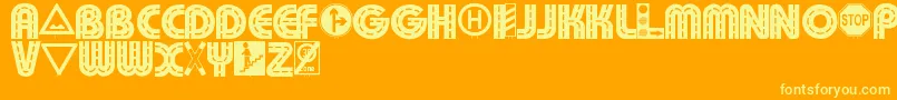 Schilderwald Font – Yellow Fonts on Orange Background