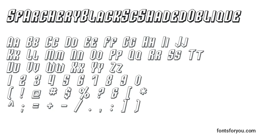 Шрифт SfArcheryBlackScShadedOblique – алфавит, цифры, специальные символы
