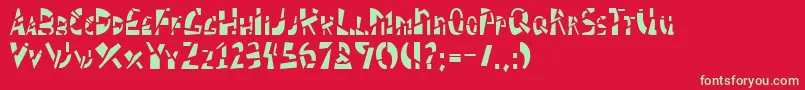 SCHIZM  -Schriftart – Grüne Schriften auf rotem Hintergrund