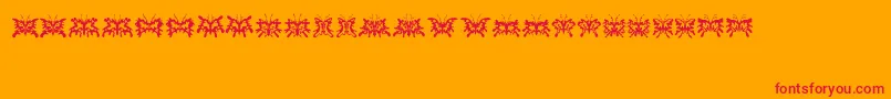 Schmetterlinge-Schriftart – Rote Schriften auf orangefarbenem Hintergrund