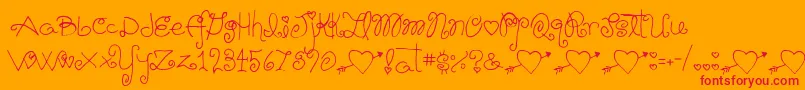 Więcej informacji o czcionce Schnookums Czcionka Schnookums – czerwone czcionki na pomarańczowym tle