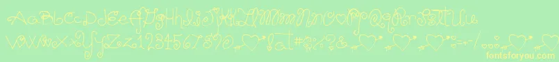 Weitere Informationen zur Schnookums-Schriftart Schnookums-Schriftart – Gelbe Schriften auf grünem Hintergrund