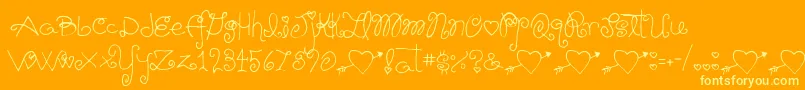 Schnookums-Schriftart – Gelbe Schriften auf orangefarbenem Hintergrund