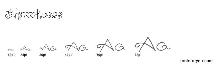 Размеры шрифта Schnookums (139743)