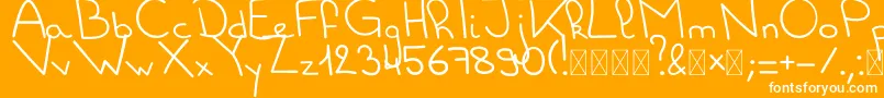 Scholar-Schriftart – Weiße Schriften auf orangefarbenem Hintergrund