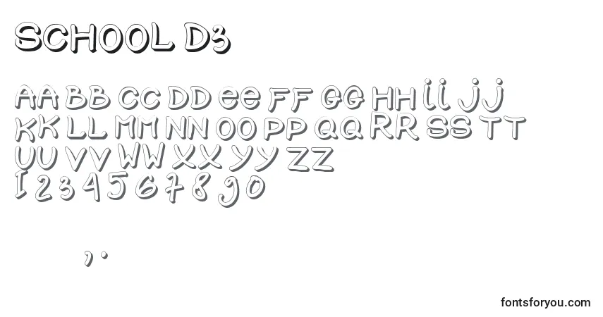 Шрифт SCHOOL D3 (139746) – алфавит, цифры, специальные символы