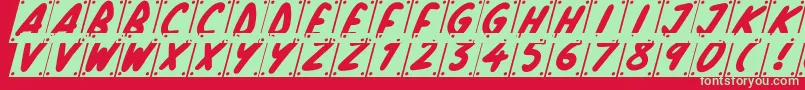 School Play Italic Font – Green Fonts on Red Background