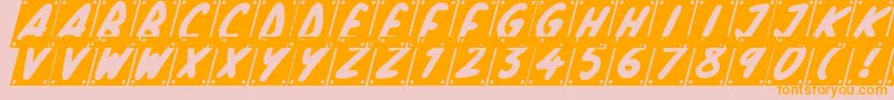 School Play Italic-Schriftart – Orangefarbene Schriften auf rosa Hintergrund