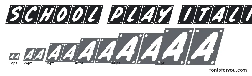 Tamanhos de fonte School Play Italic