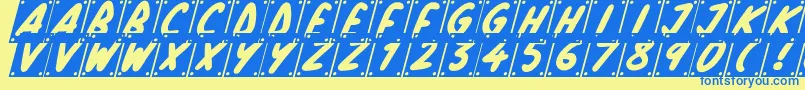 School Play Italic Font – Blue Fonts on Yellow Background