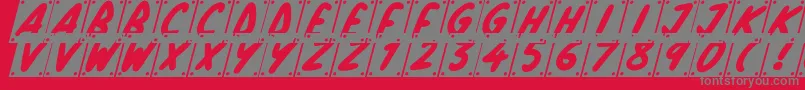 フォントSchool Play Italic – 赤い背景に灰色の文字
