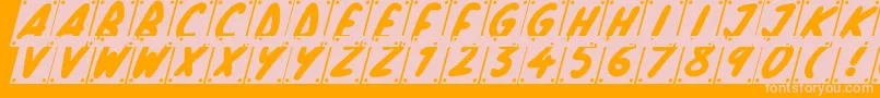 School Play Italic-Schriftart – Rosa Schriften auf orangefarbenem Hintergrund