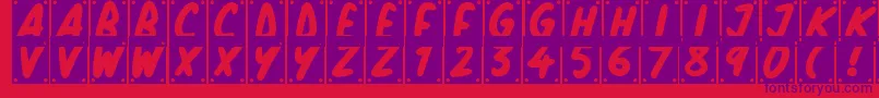 School Play-Schriftart – Violette Schriften auf rotem Hintergrund