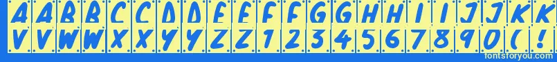 Fonte School Play – fontes amarelas em um fundo azul