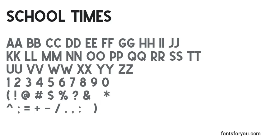 Schriftart School Times (139761) – Alphabet, Zahlen, spezielle Symbole
