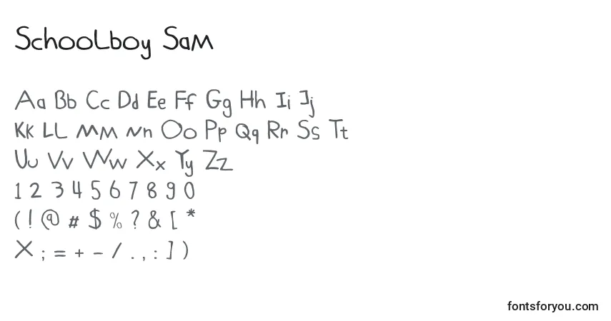 Шрифт Schoolboy Sam – алфавит, цифры, специальные символы