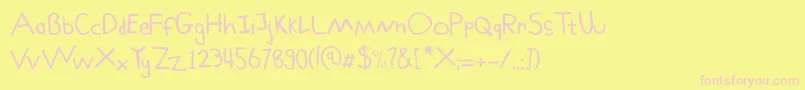 Schoolboy Sam-fontti – vaaleanpunaiset fontit keltaisella taustalla