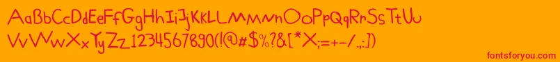 フォントSchoolboy Sam – オレンジの背景に赤い文字