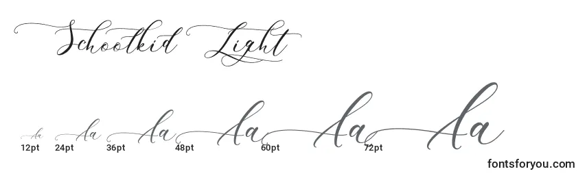 Schoolkid Light Font Sizes