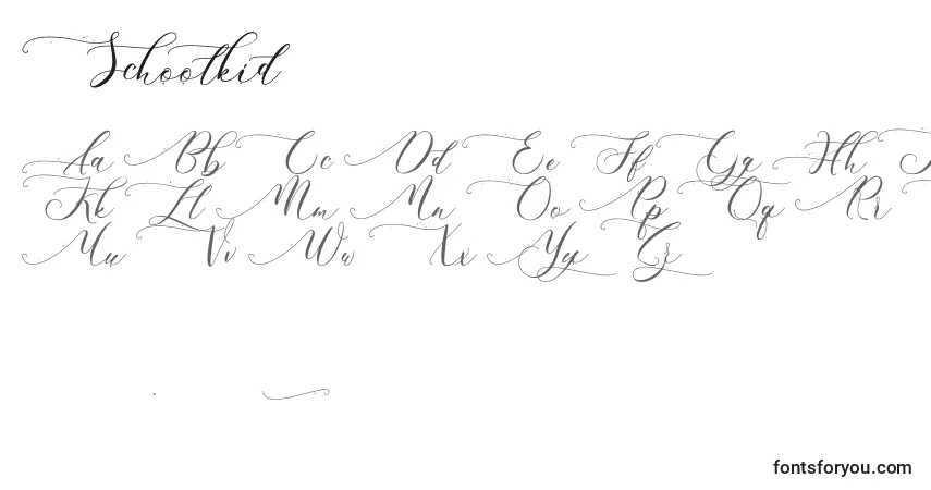 Schoolkid (139766)-fontti – aakkoset, numerot, erikoismerkit