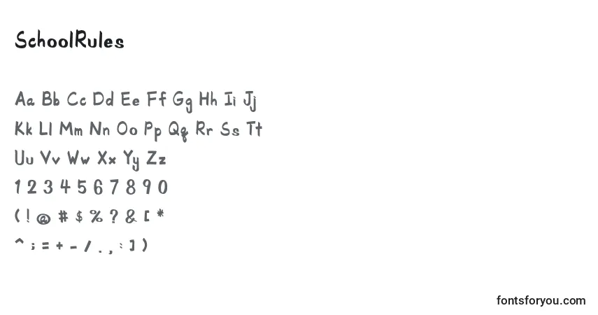 Fuente SchoolRules - alfabeto, números, caracteres especiales