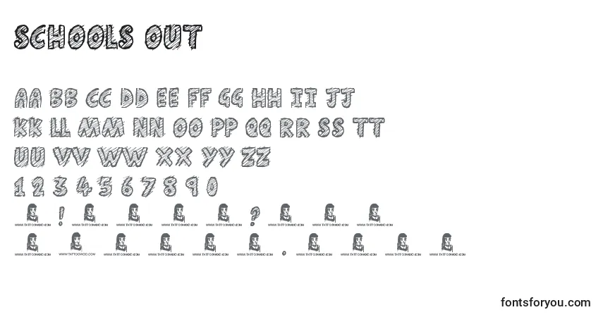Шрифт Schools Out – алфавит, цифры, специальные символы