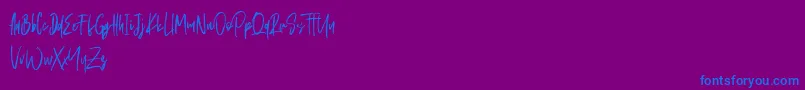 Schrader-Schriftart – Blaue Schriften auf violettem Hintergrund