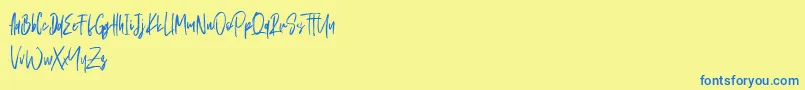 Schrader Font – Blue Fonts on Yellow Background