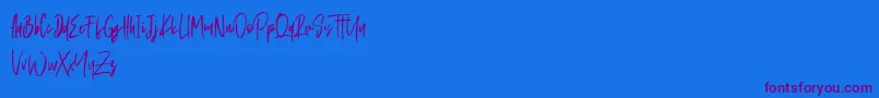 Schrader-Schriftart – Violette Schriften auf blauem Hintergrund