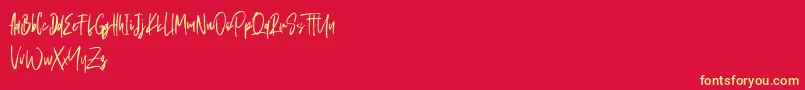 Fonte Schrader – fontes amarelas em um fundo vermelho