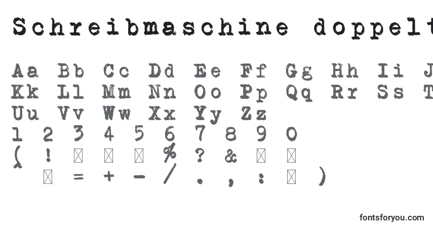Czcionka Schreibmaschine doppelt – alfabet, cyfry, specjalne znaki