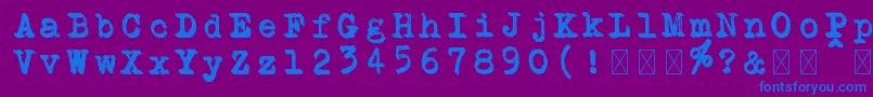 フォントSchreibmaschine doppelt – 紫色の背景に青い文字