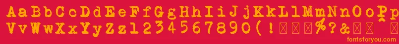 フォントSchreibmaschine doppelt – 赤い背景にオレンジの文字