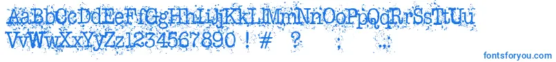 Schreibmaschine-Schriftart – Blaue Schriften auf weißem Hintergrund