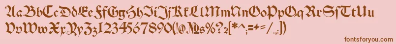 Schwaben Alt Bold-Schriftart – Braune Schriften auf rosa Hintergrund