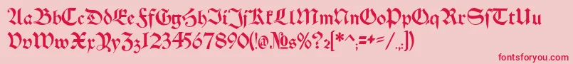 Schwaben Alt Bold-Schriftart – Rote Schriften auf rosa Hintergrund