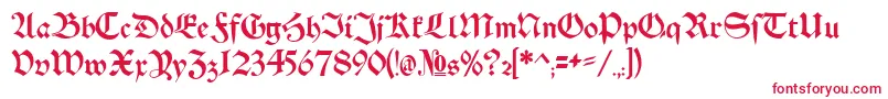 Schwaben Alt Bold-Schriftart – Rote Schriften auf weißem Hintergrund