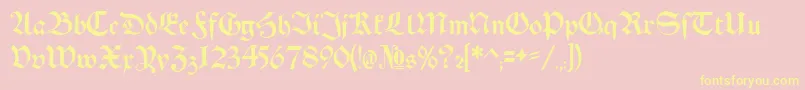 Schwaben Alt Bold-Schriftart – Gelbe Schriften auf rosa Hintergrund