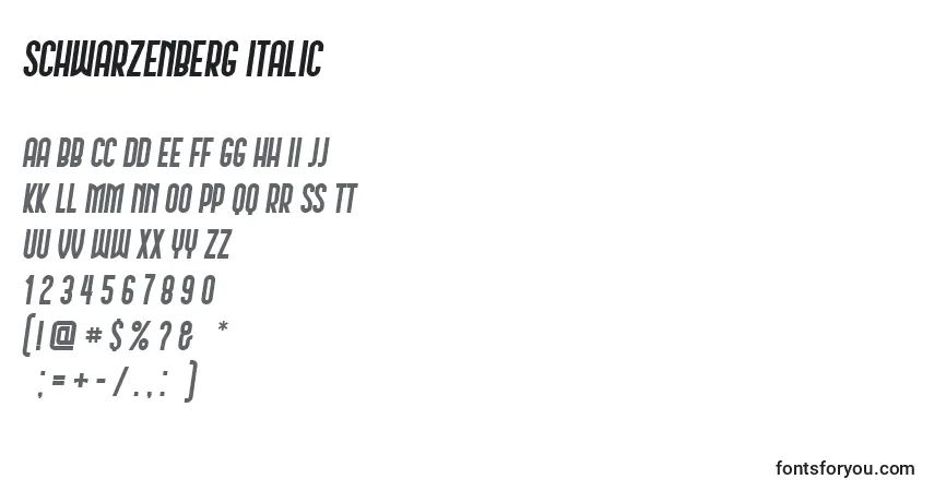Schwarzenberg Italic-fontti – aakkoset, numerot, erikoismerkit