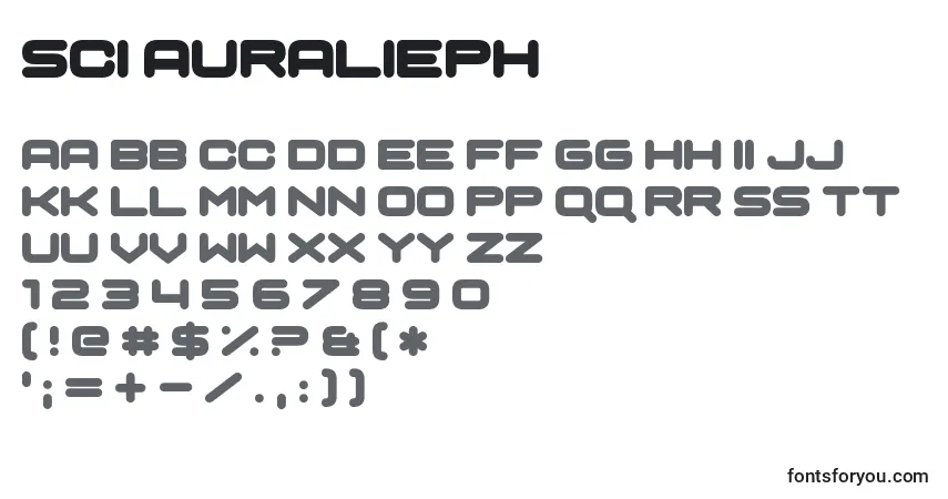 Fuente Sci Auralieph - alfabeto, números, caracteres especiales