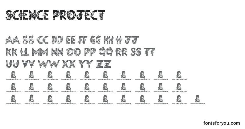 Schriftart Science Project – Alphabet, Zahlen, spezielle Symbole