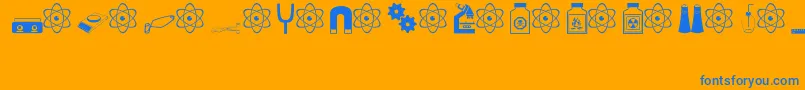 science Font – Blue Fonts on Orange Background