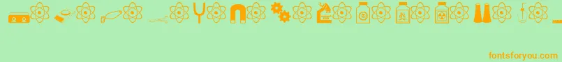 science Font – Orange Fonts on Green Background