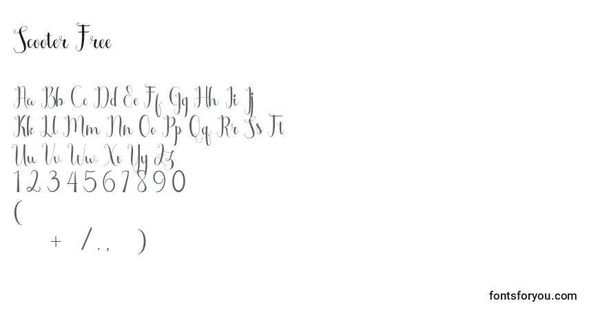 Schriftart Scooter Free – Alphabet, Zahlen, spezielle Symbole