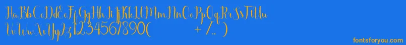 Scooter Free-Schriftart – Orangefarbene Schriften auf blauem Hintergrund