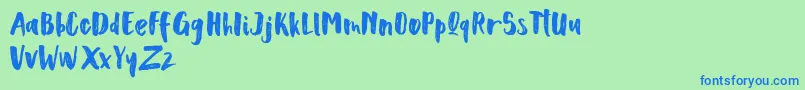 フォントScoothlane Sans Brush – 青い文字は緑の背景です。