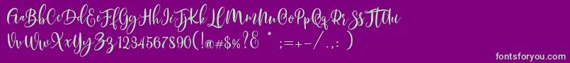 Czcionka Scoothlane Script Demo Version – zielone czcionki na fioletowym tle